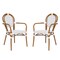 Merrick Lane Celia Set of Two Stacking Thonet Bistro Style Chair with Arms, PE Rattan Seat, and Metal Frame for Indoor/Outdoor Use
